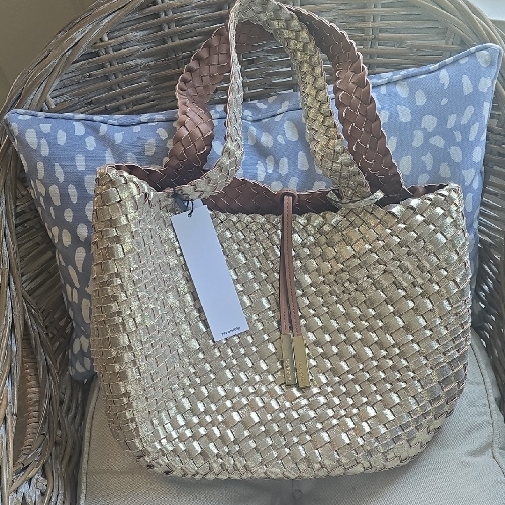 Gold Woven Tote Bag